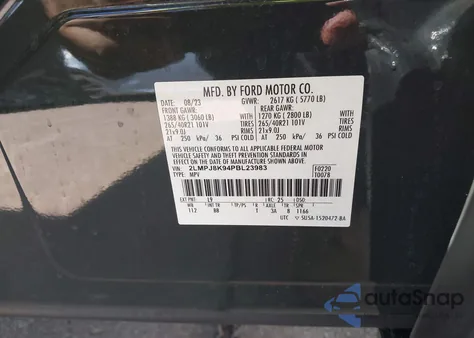 2023 Lincoln Nautilus Reserve z USA, uszkodzony, nr VIN 2LMPJ8K94PBL23983